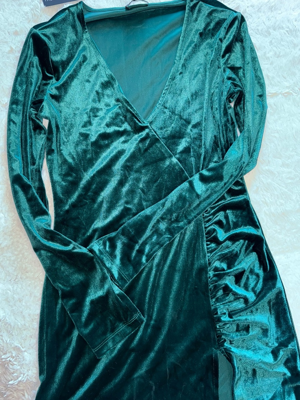 Women's Velvet Dress - Emerald Green